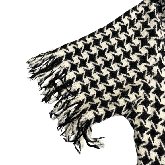 VINTAGE YOHJI YAMAMOTO BLACK HOUNDSTOOTH FRINGE KNIT JACKET WOMENS 2 JAPAN WOOL - Picture 13 of 16